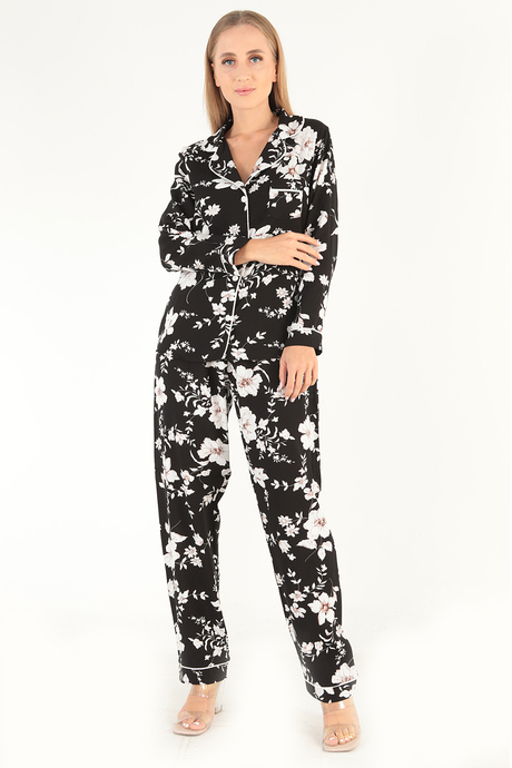 DoReMi Floral Pattern Uzun Kollu Kadın Pijama Takım