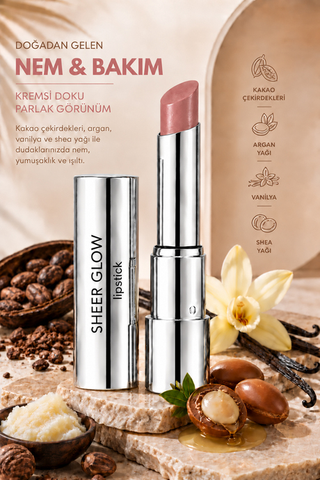 Pierre Cardin Sheer Glow Lipstick - Parlak Bitişli Nemlendirici Ruj - Encourage Kiss - 018