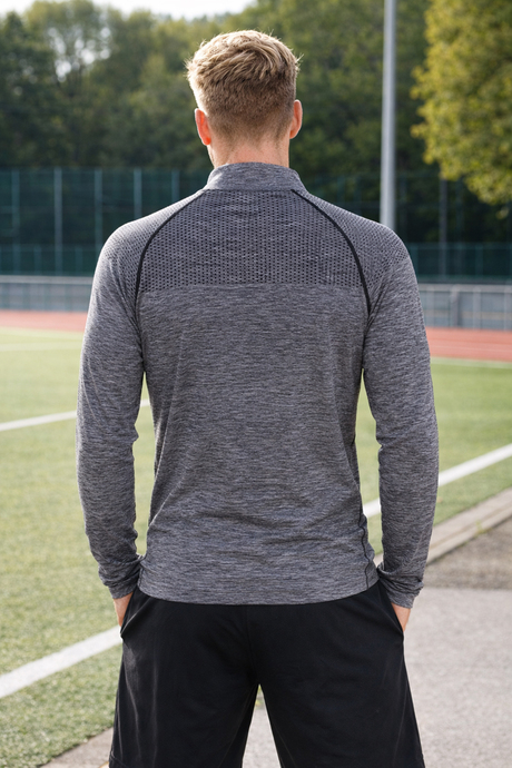 MioFit Erkek Ultimate Fermuar Yakalı Uzun Kollu Dikişsiz Spor Tişört