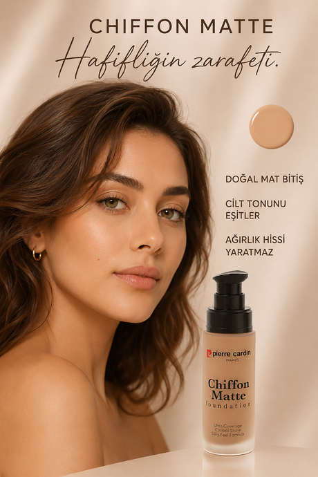 Pierre Cardin Chiffon Touch Mat Görünüm Veren Fondöten-Rose Sand-737