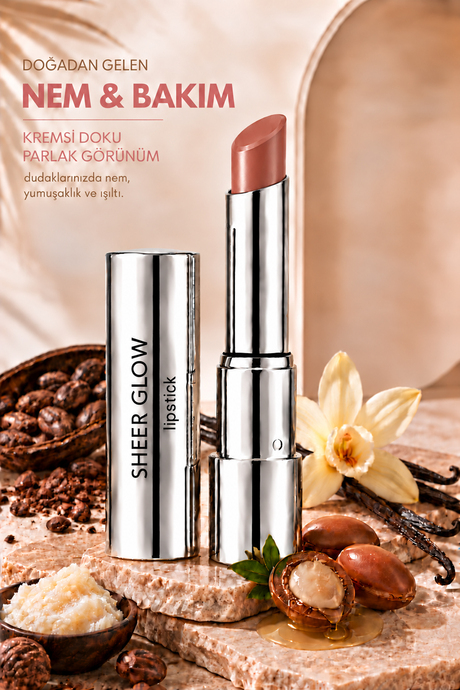 Pierre Cardin Sheer Glow Lipstick - Parlak Bitişli Nemlendirici Ruj - Mauve Bloom - 011