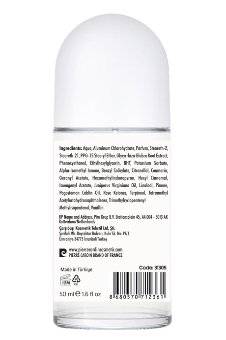 Pierre Cardin Roll-on Kadın Deodorant Ter Kokusu Önleyici Leke Bırakmayan 48 Saat Anti-perspirant Koruma – Whitening Beyazlatıcı 50 ml