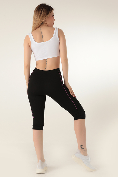 Miorre Çizgili Kadın Normal Bel Kısa Tayt