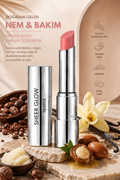 Pierre Cardin Sheer Glow Lipstick - Parlak Bitişli Nemlendirici Ruj - For you - 002