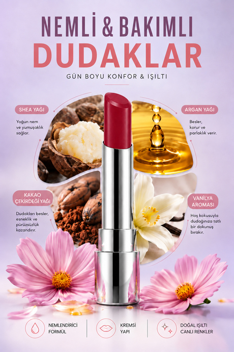 Pierre Cardin Sheer Glow Lipstick - Parlak Bitişli Nemlendirici Ruj - Candy Crush - 023