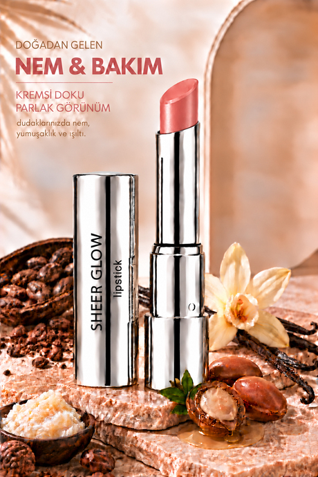 Pierre Cardin Sheer Glow Lipstick - Parlak Bitişli Nemlendirici Ruj - Apricot Silk - 017