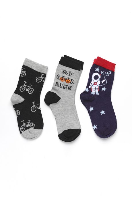 DoReMi Erkek Çocuk 3'Lü Desenli Soket Çorap